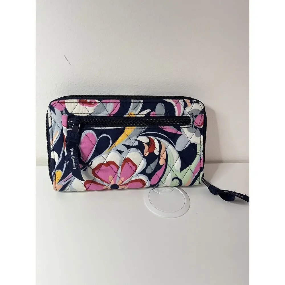 Vera Bradley RFID Turnlock Zip Around Wallet Iconic Retired Mod Paisley EUC!! - Picture 2 of 8